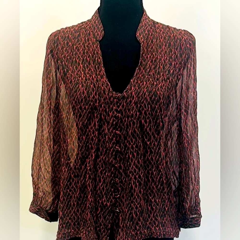 Kelly Wearstler Women's Sheer Black and Pink Top
